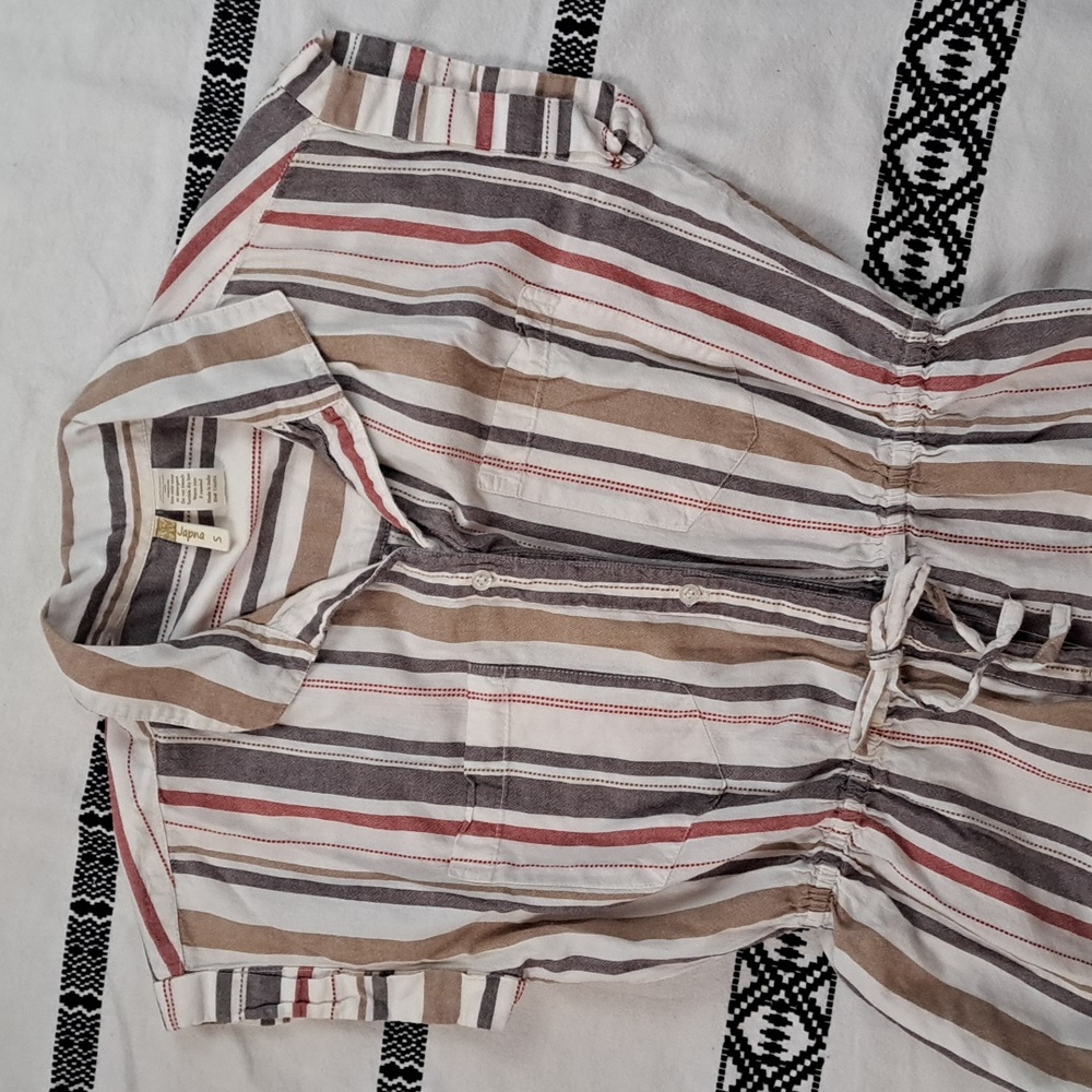 Japna cotton striped Short sleeve shirt dress button front szS - Picture 5 of 11